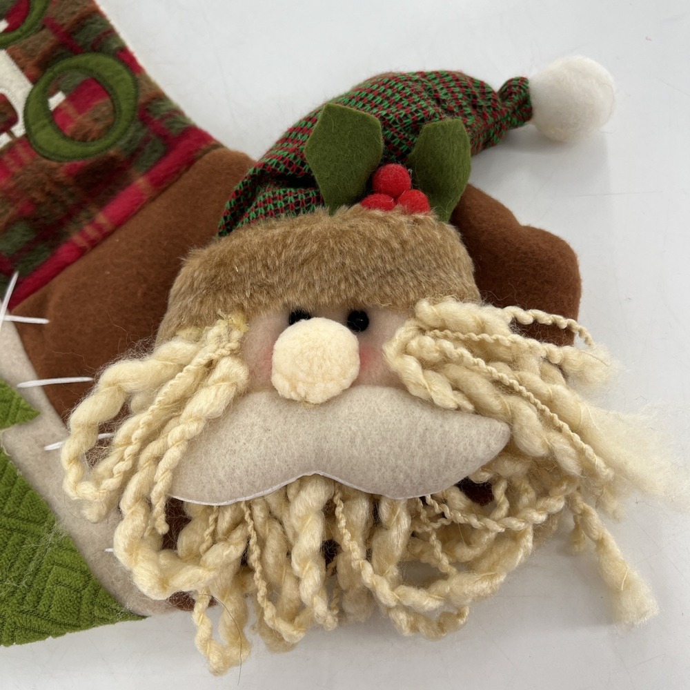 Vintage Old World Santa Felt Christmas‎ Stocking 3D Fleece Beard Knit Hat 21" - Picture 7 of 9